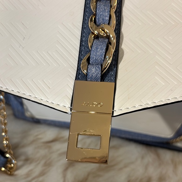 ALDO Blue Denim with White & Gold. Top Handle with Crossbody - Picture 12 of 12